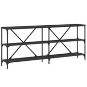 Tavolino Consolle | Tavolo d'Ingresso Nero 180x30x75 cm Legno Multistrato e Ferro