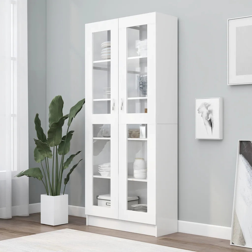 Armadietto Vetrina Bianco 82,5x30,5x185 cm Legno Multistrato 802768