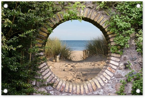 Poster per esterno 60x40 cm - con vista - per spiaggia - per dune - poster esterno - anelli extra resistenti - copertura in nylon - tenda per giardino