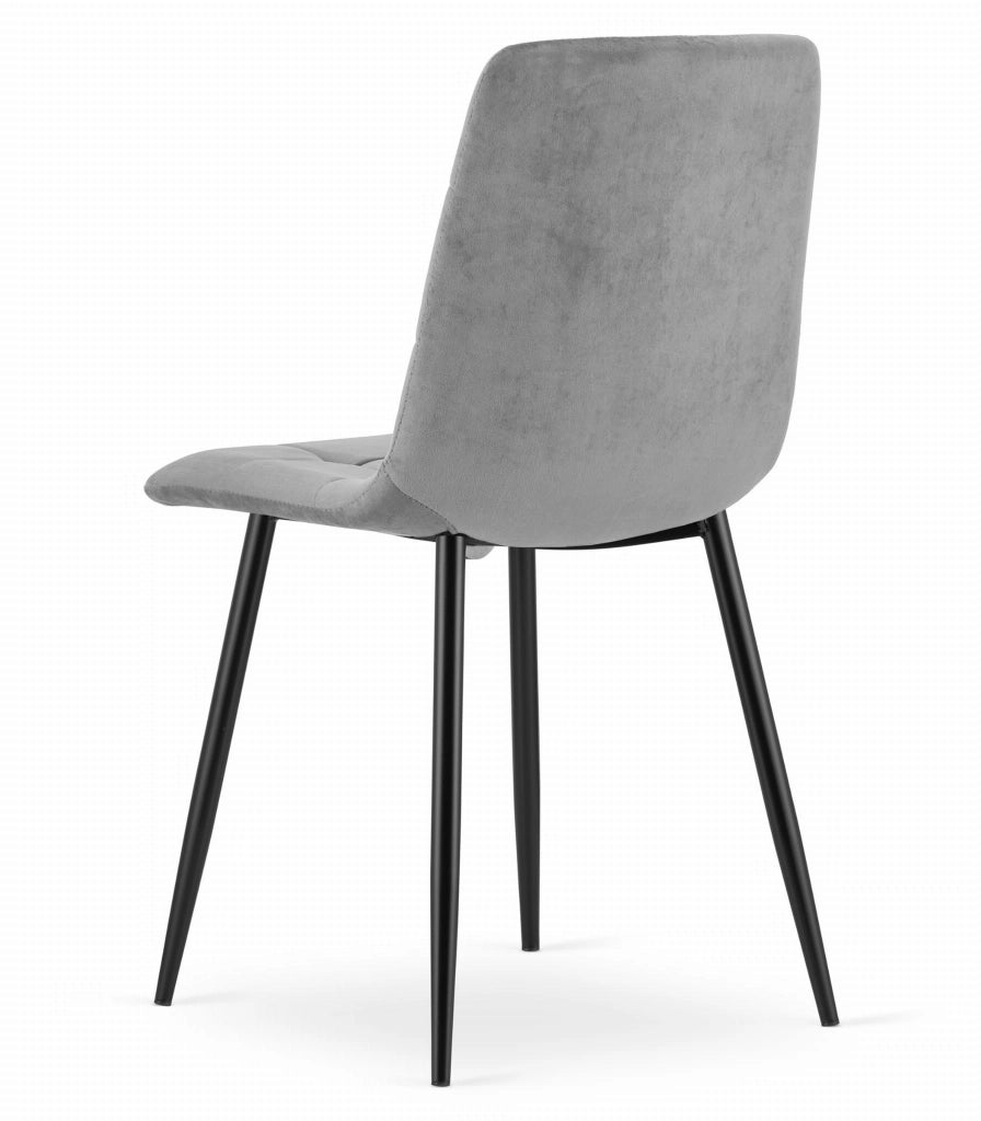 Sedia da pranzo Valora PYRA - Velluto grigio chiaro con gambe in metallo nero x1