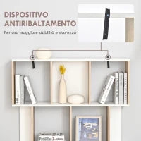 Mobile Libreria a 8 Ripiani per Soggiorno e Camera da Letto, in Legno, 100x27x124 cm, Rovere e Bianco