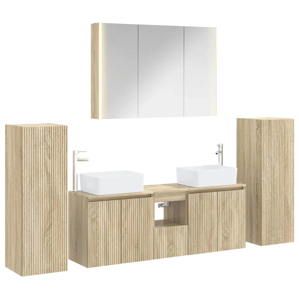 Set di mobili per il bagno 6 pcs Rovere Sonoma 3407169