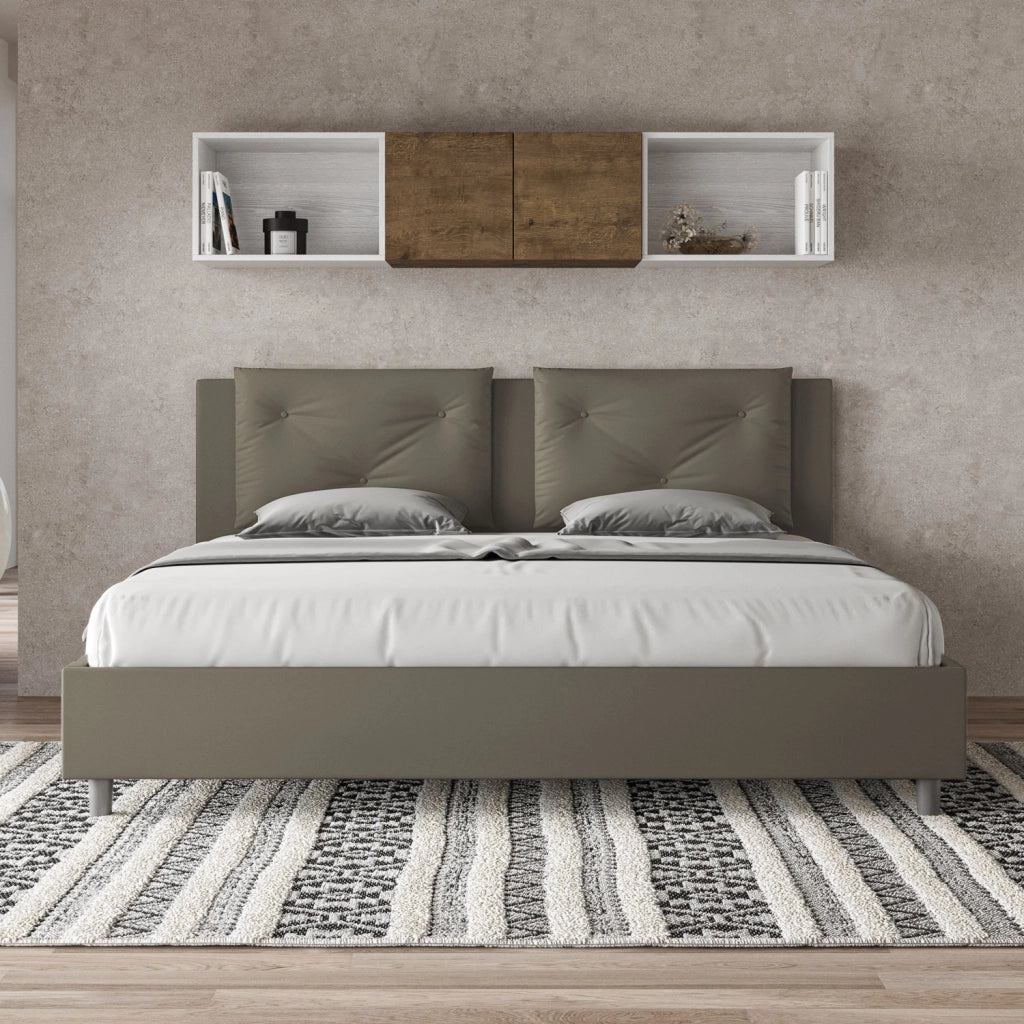 BS COM Letto senza rete imbottito 180x210 similpelle cappuccino