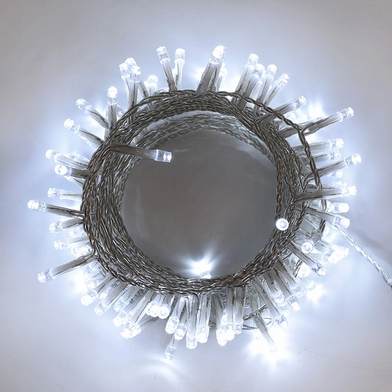 CATENA 500 LUCI LED BIANCHE CAVO TRASPARENTE DA 25MT PER INTERNI/ESTERNI - ILLUMINAZIONE A BASSA TENSIONE 31V