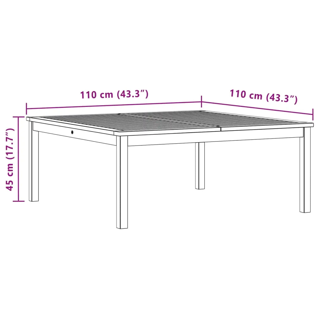Tavolino da salotto Acacia chiaro 110 x 110 x 45 cm 42026781