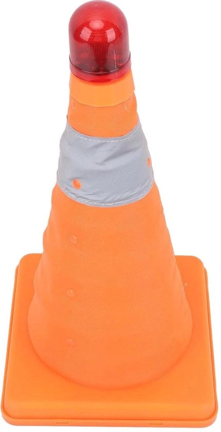 Cono di Segnalazione Stradale Riflettente con Illuminazione a LED - 30x19x19cm - Materiale PE e PP.