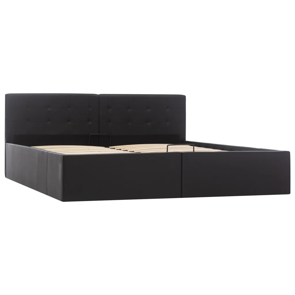 Giroletto con Contenitore Idraulico Nero Similpelle 160x200 cm 285514