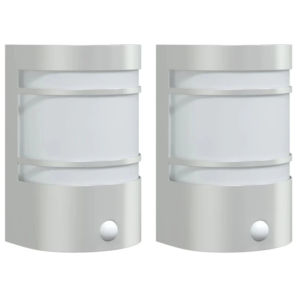 Set di 2 applique da esterno con sensore di movimento IP44 14 x 11 x 20,5 cm acciaio inox argento 02_0056609