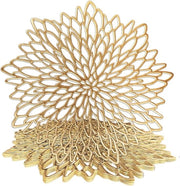 Set di 4 piatti rotondi in oro, lavabili, PVC, resistenti alle abrasioni, termoresistenti, decorazione natalizia, oro, rotondi, per uso domestico, matrimonio, hotel (Ø 38 cm, oro)