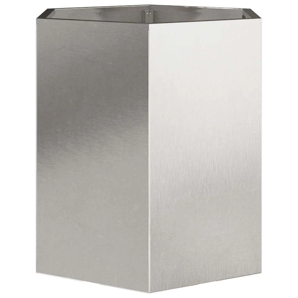 Fioriera aiuola rialzata fioriera aiuola giardino terrazza set da 2 esagonale 46 x 40 x 45 cm acciaio inox argento 02_0039077