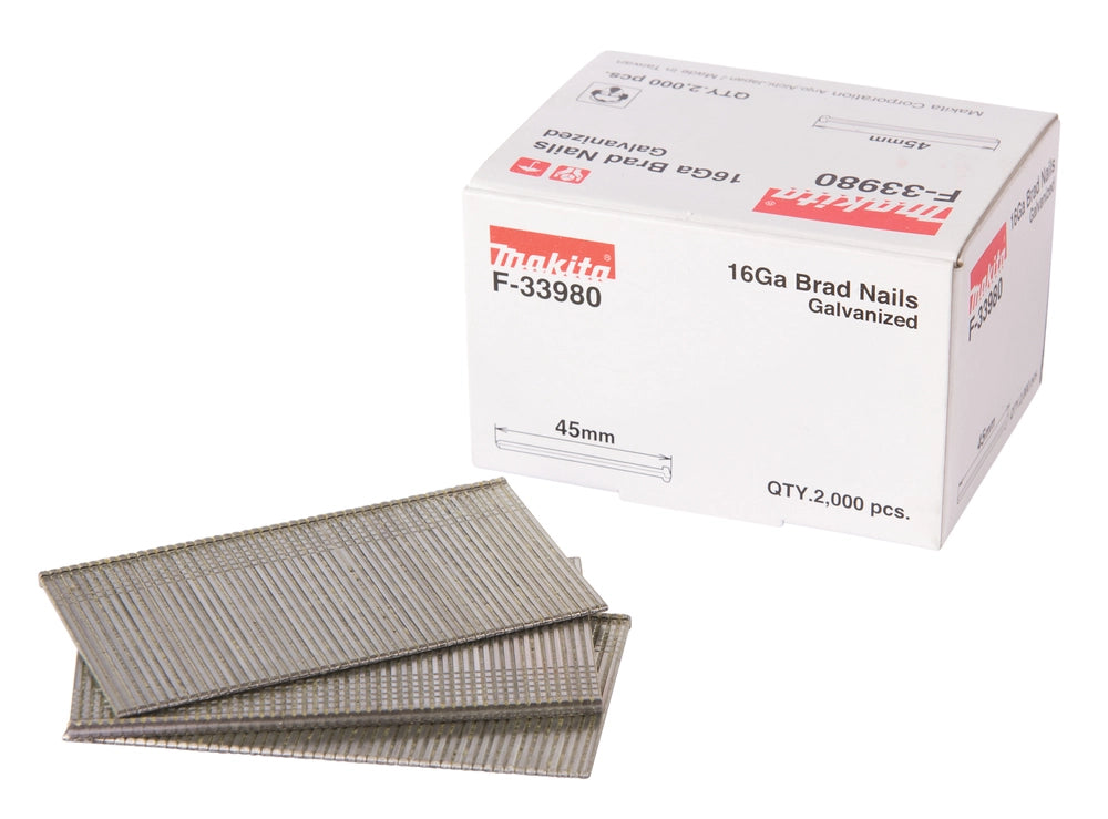 Makita F-33980 – Brad Nails 16 GA 45 mm (2000 pezzi) | Chiodi professionali per pistole chiodatrici