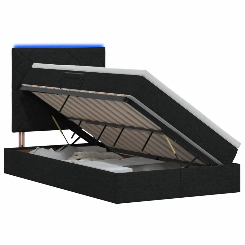 Letto con contenitore LED e materasso Nero 120 x 200 cm Tessuto 3460001