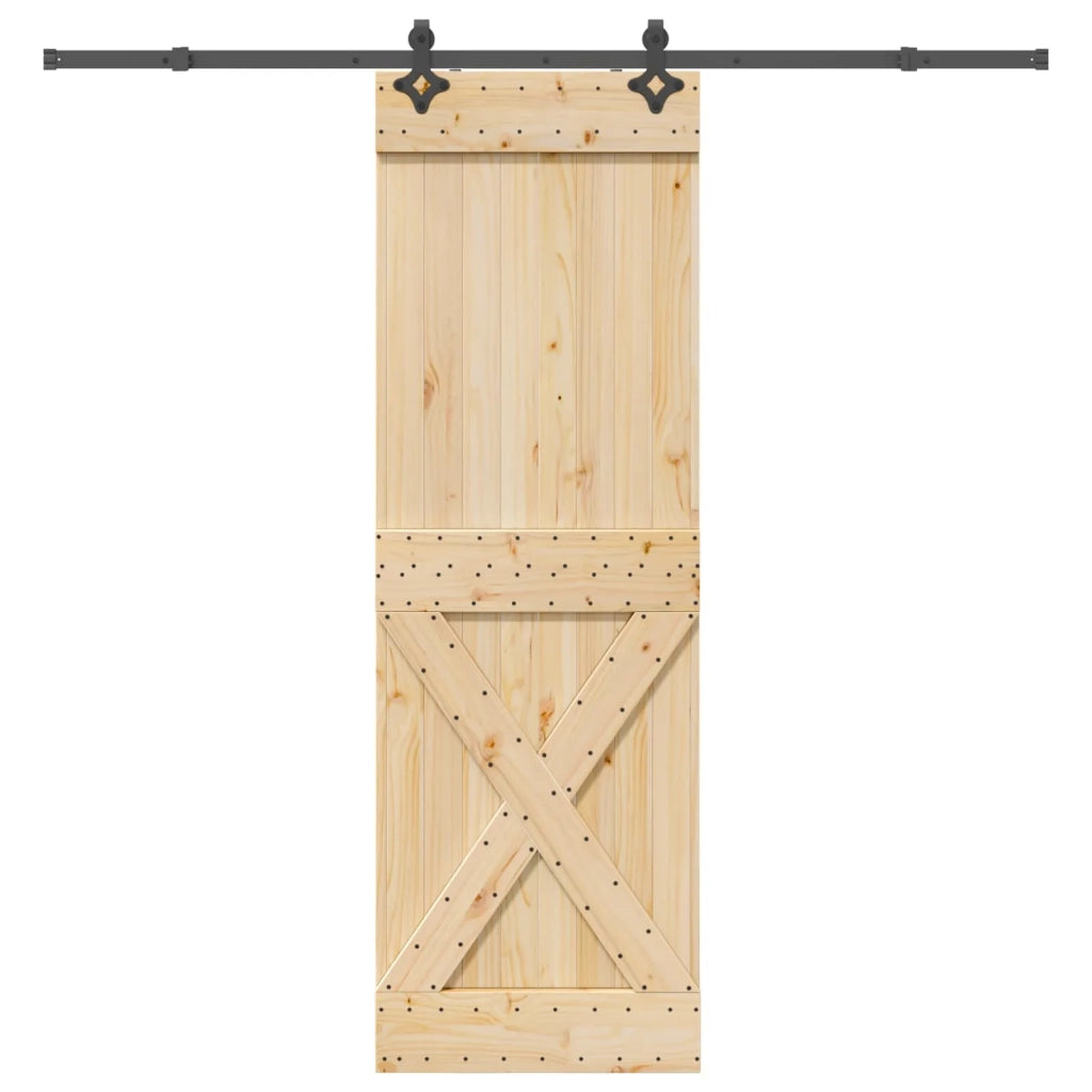 Porta scorrevole NARVIK Naturale e Nero 70 x 210 cm (213,5 cm) 3445377