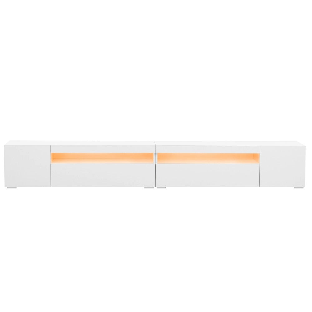 Mobile TV Bianco con LED ¨C Xylo ¨C Legno Lucido 240cm
