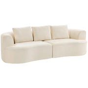 Divano 3 Posti in Ciniglia Crema con Cuscini ¨C Zephmum ¨C 260x106x82 cm