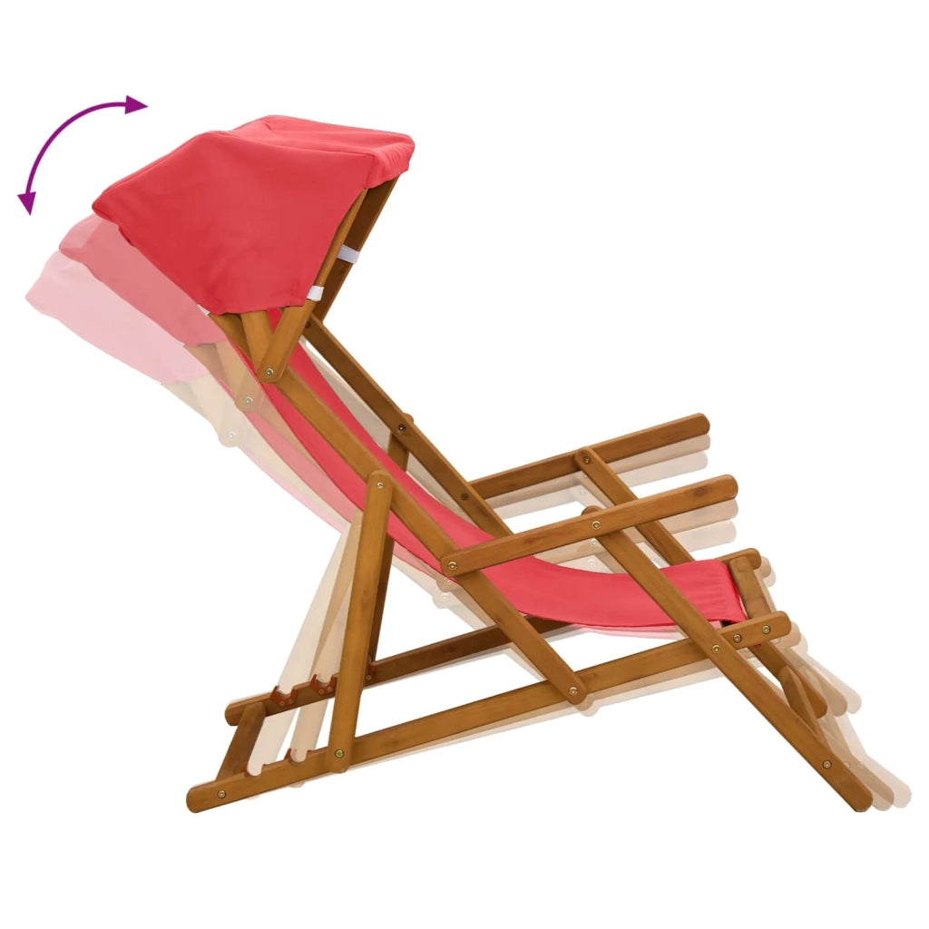Lettino 3 Posizione Legno di Eucalipto Massello Rosso 42024881
