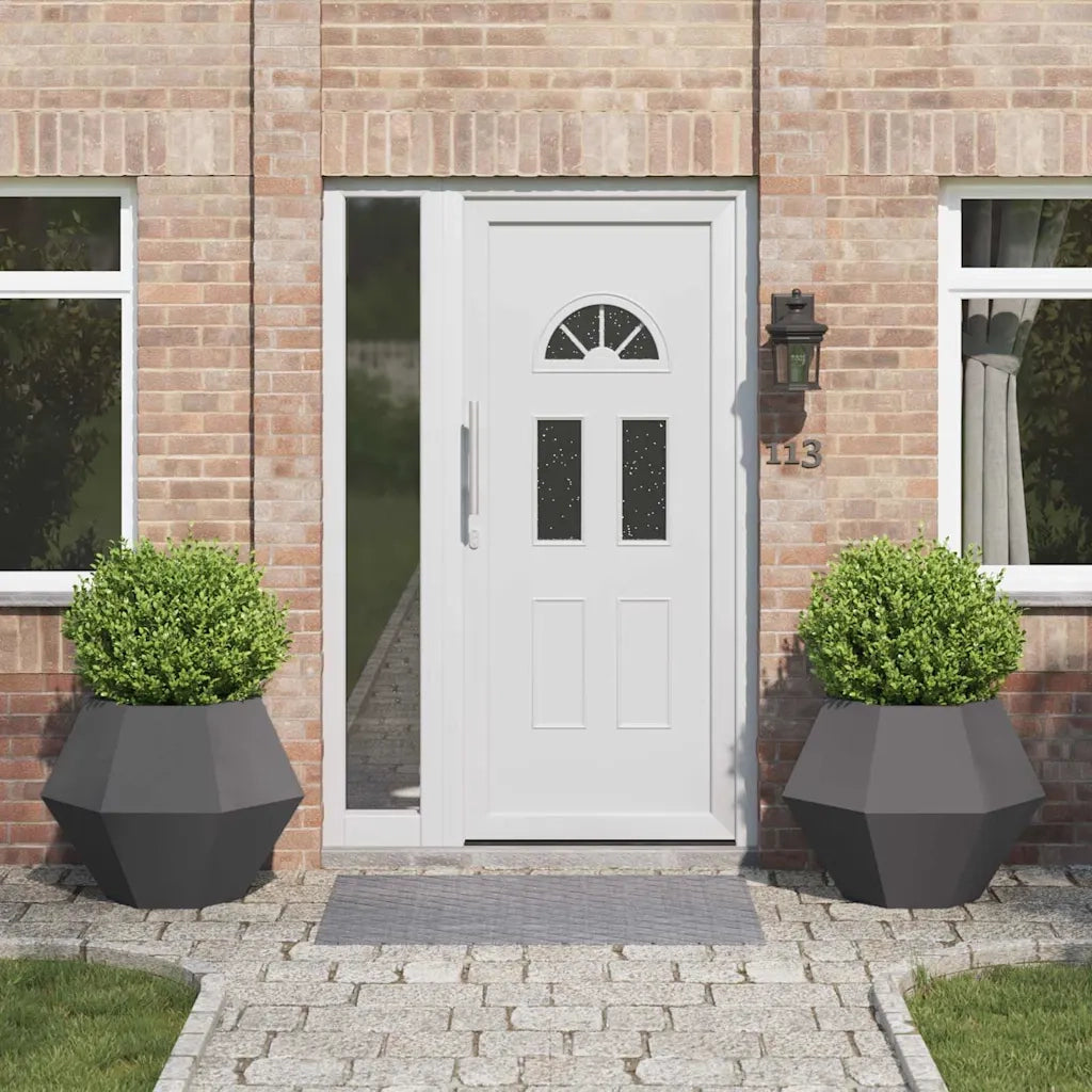 2 pz Fioriera | Cassetta per fiori | Vaso Nero 75 x 75 x 60 cm Acciaio