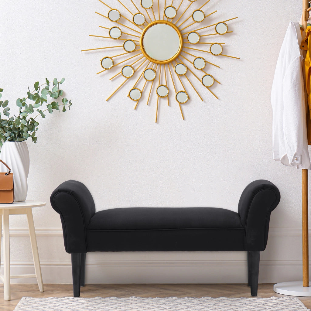 Panca Letto Imbottita con Braccioli ¨C Zephmum ¨C Nero 102x35x51 cm