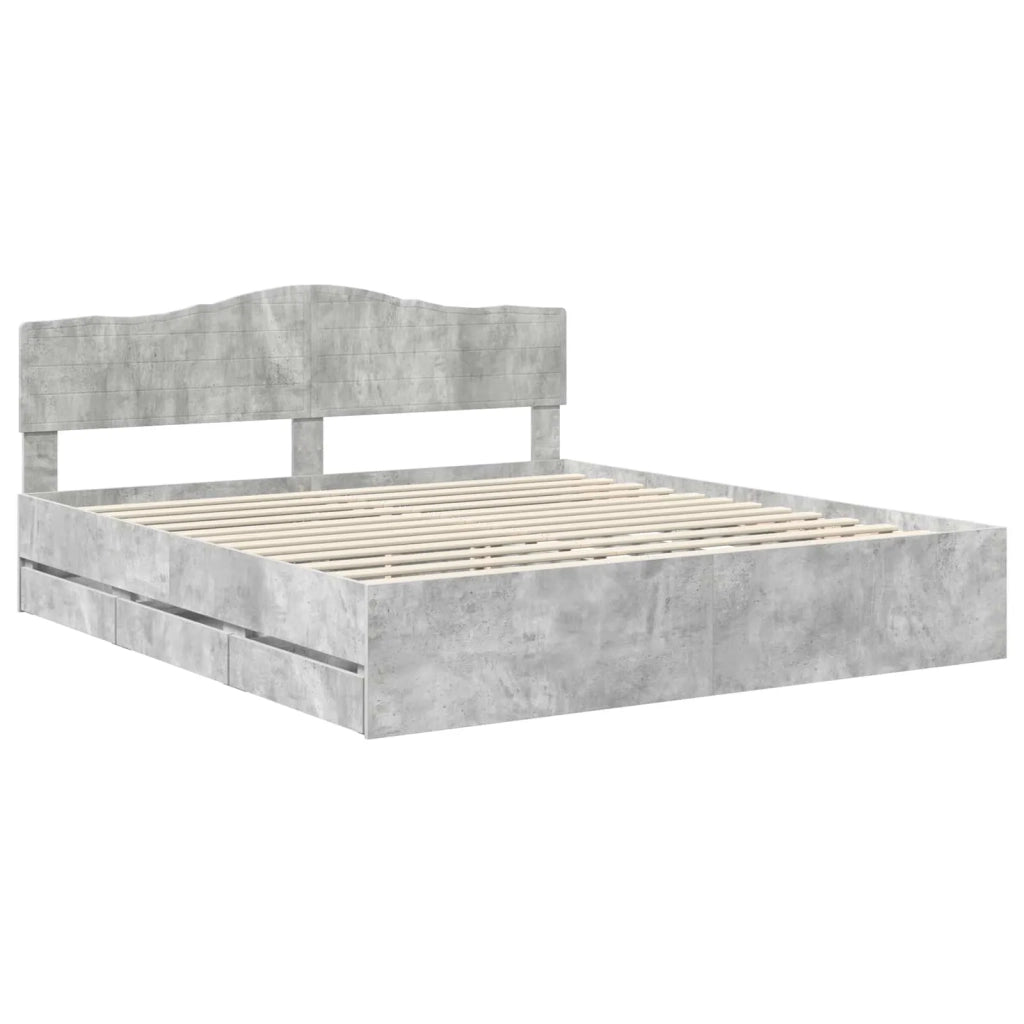 Struttura del letto con cassetto Grigio cemento 200 x 200 cm 3412973
