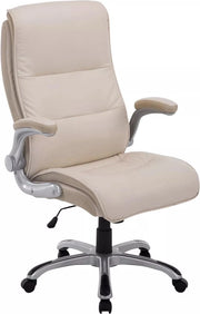 Bureaustoel da Ufficio per Esterno Flavia - Crema - Pelle Artificiale - Per adulti - Sedia ergonomica per ufficio - Su ruote - Regolabile in altezza