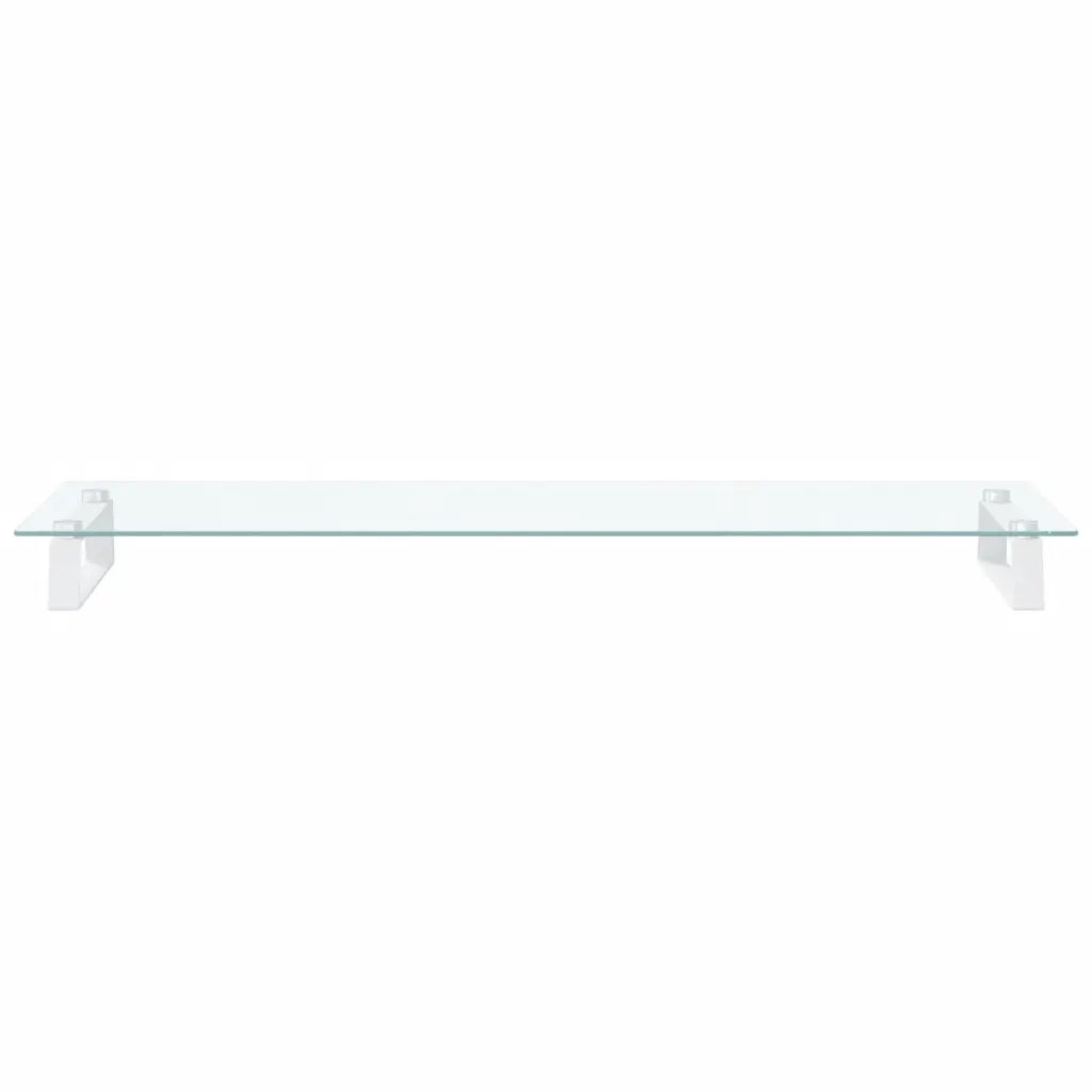 Supporto per Monitor Bianco 100x35x8cm Vetro Temperato Metallo
