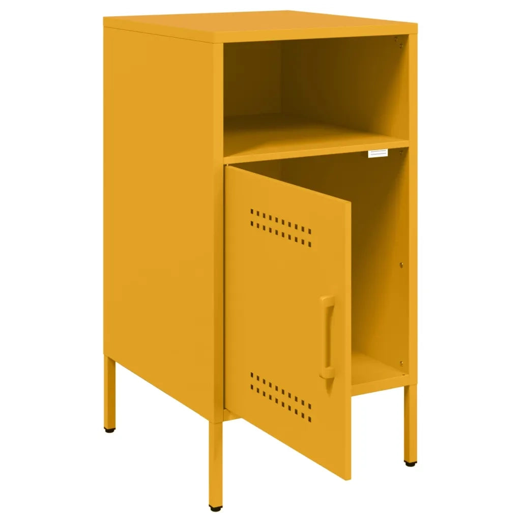 Comodini 2 pz-Set di 2 Tavolino da notte Giallo Senape 36x39x68 cm in Acciaio 741609