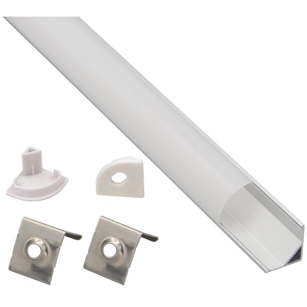 Trade Shop - Profilo Angolare In Alluminio Per Strisce Led A Superficie Con Copertura Opaca 2mt Al-04-s -