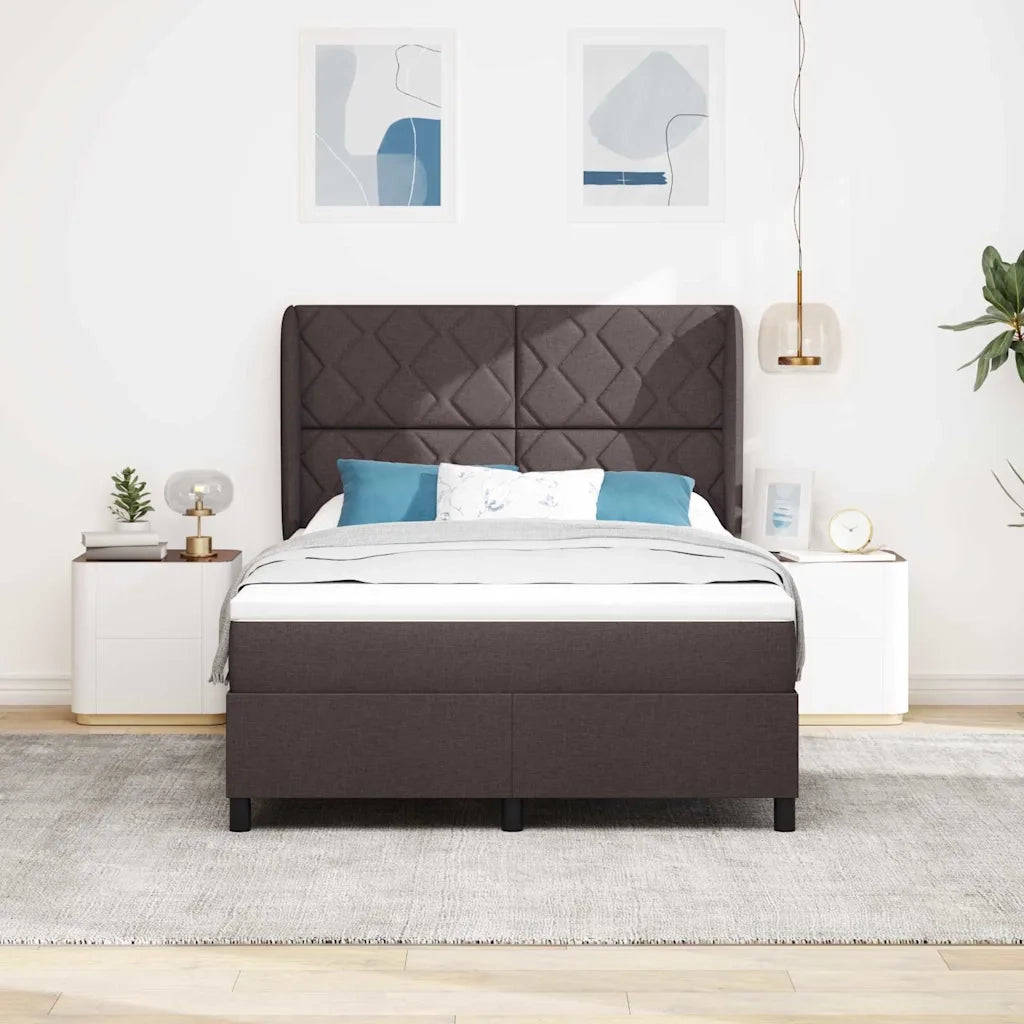 Letto a molle con materasso Marrone scuro 140 x 190 cm Tessuto 3340623