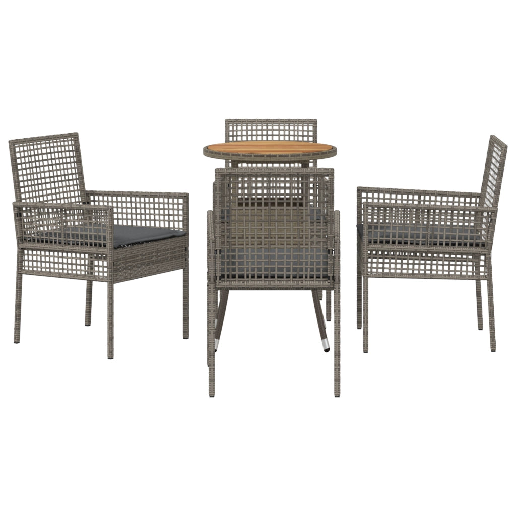 Set da Pranzo da Giardino in 5 Pezzi Grigio in Poliratano
