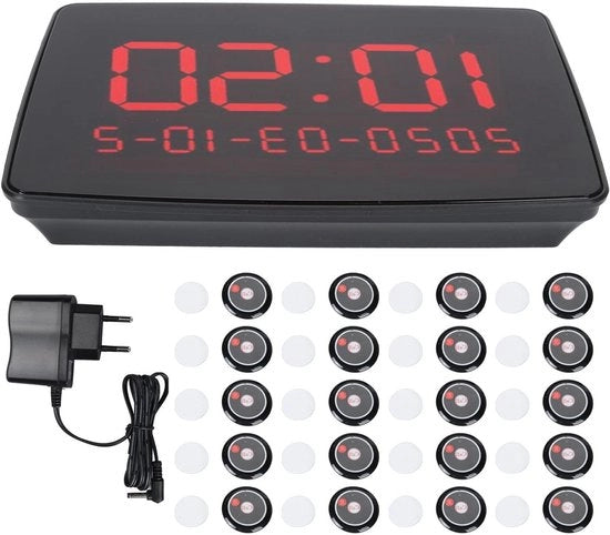 Sistema di Chiamata Senza Fili per Assistenza Sistema di Chiamata per Assistenza Pagina per Operatori di Assistenza Posizionamento per Ristoranti Pagina per Attesa 20 Pulsanti con Display Digitale Ricevitore Assistenza al Cliente