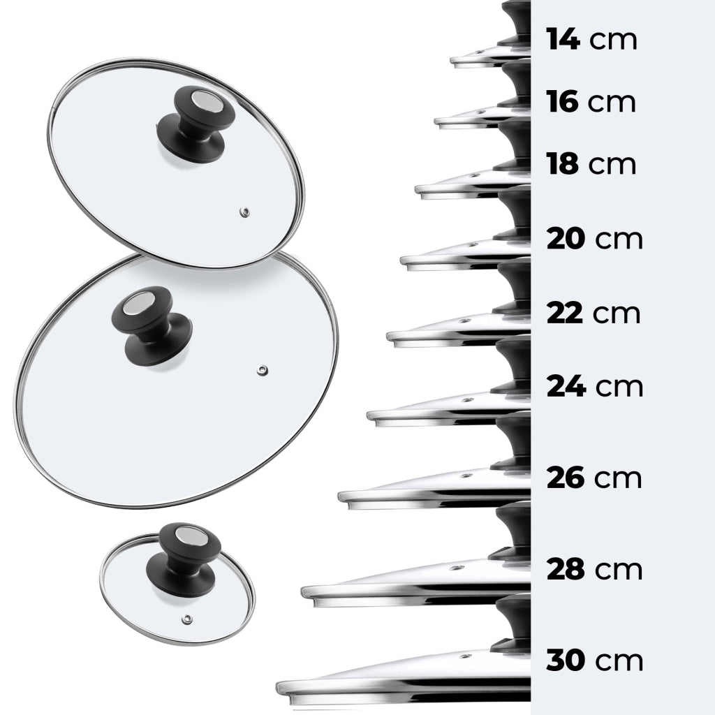 Set di coperchi in vetro KADAX resistenti al calore per pentole e padelle da 20/24/26/28 cm.