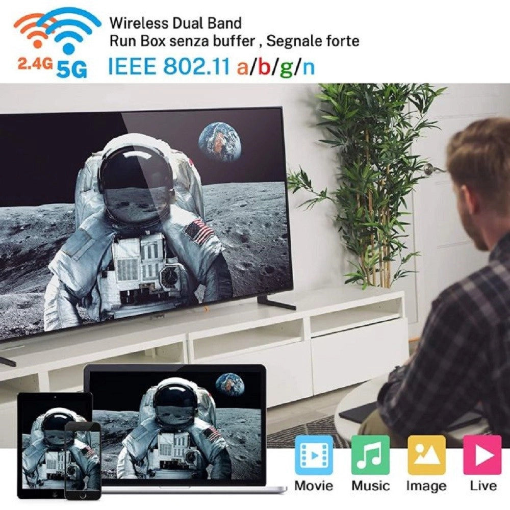 Trade Shop - Smart Tv Box Qt5 Wifi Hdmi Supporta 5g Risoluzione 4k Connettività Bluetooth Wifi -