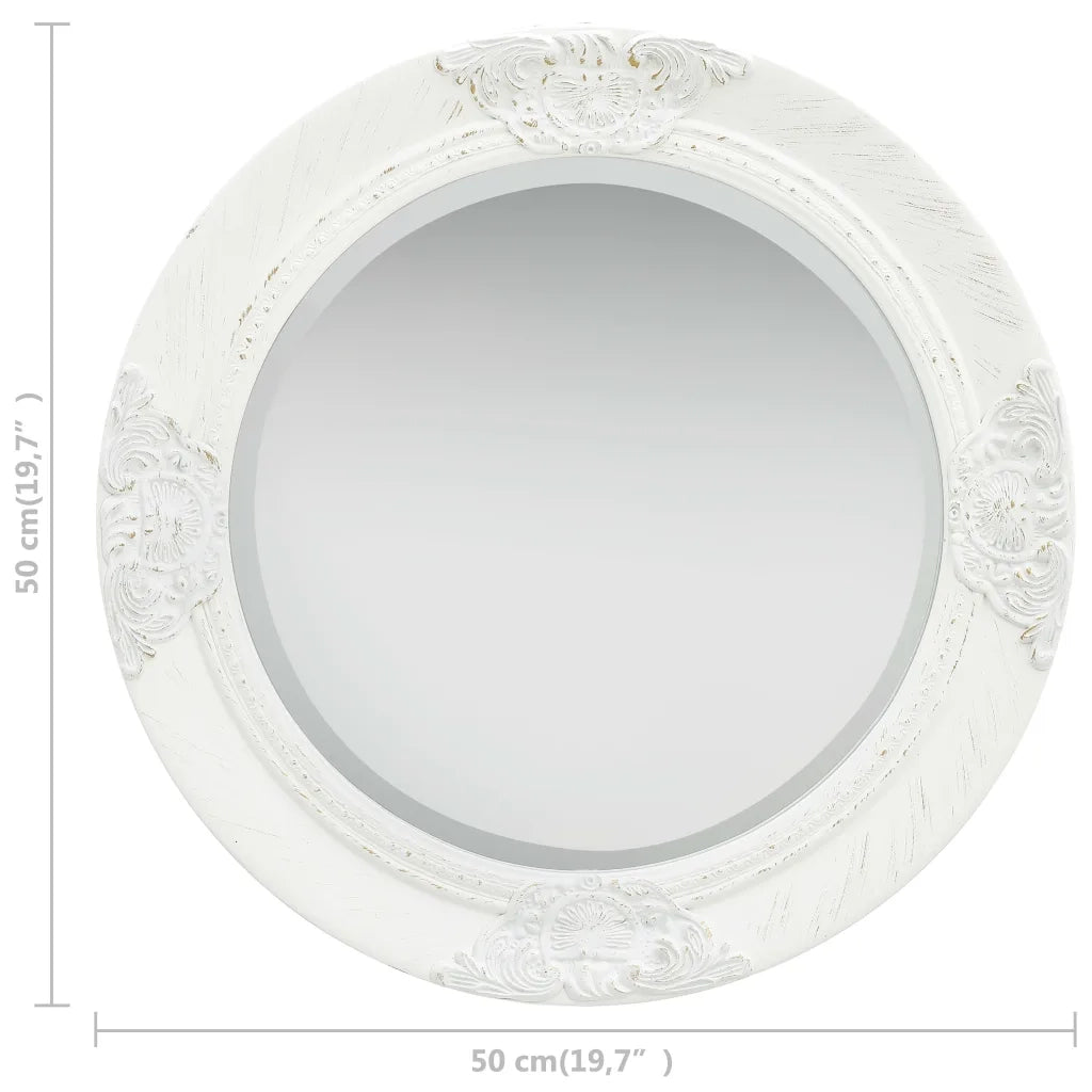Specchio da Parete Stile Barocco 50 cm Bianco
