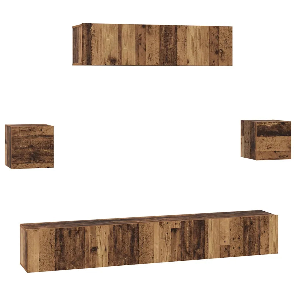 Set mobile TV 7 pz-Set di 7 Credenza per TV Legno vecchio Legno multistrato 281579