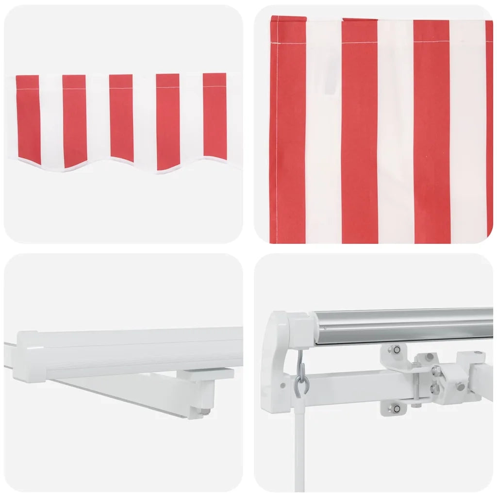 Tenda Retrattile Rosso e Bianco 300 x 250 cm Tessuto e acciaio 3329980