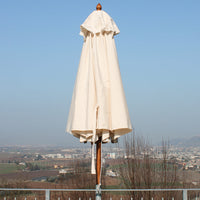 Ombrellone da Giardino Rotondo Ø4m Palo in Legno Ecrù