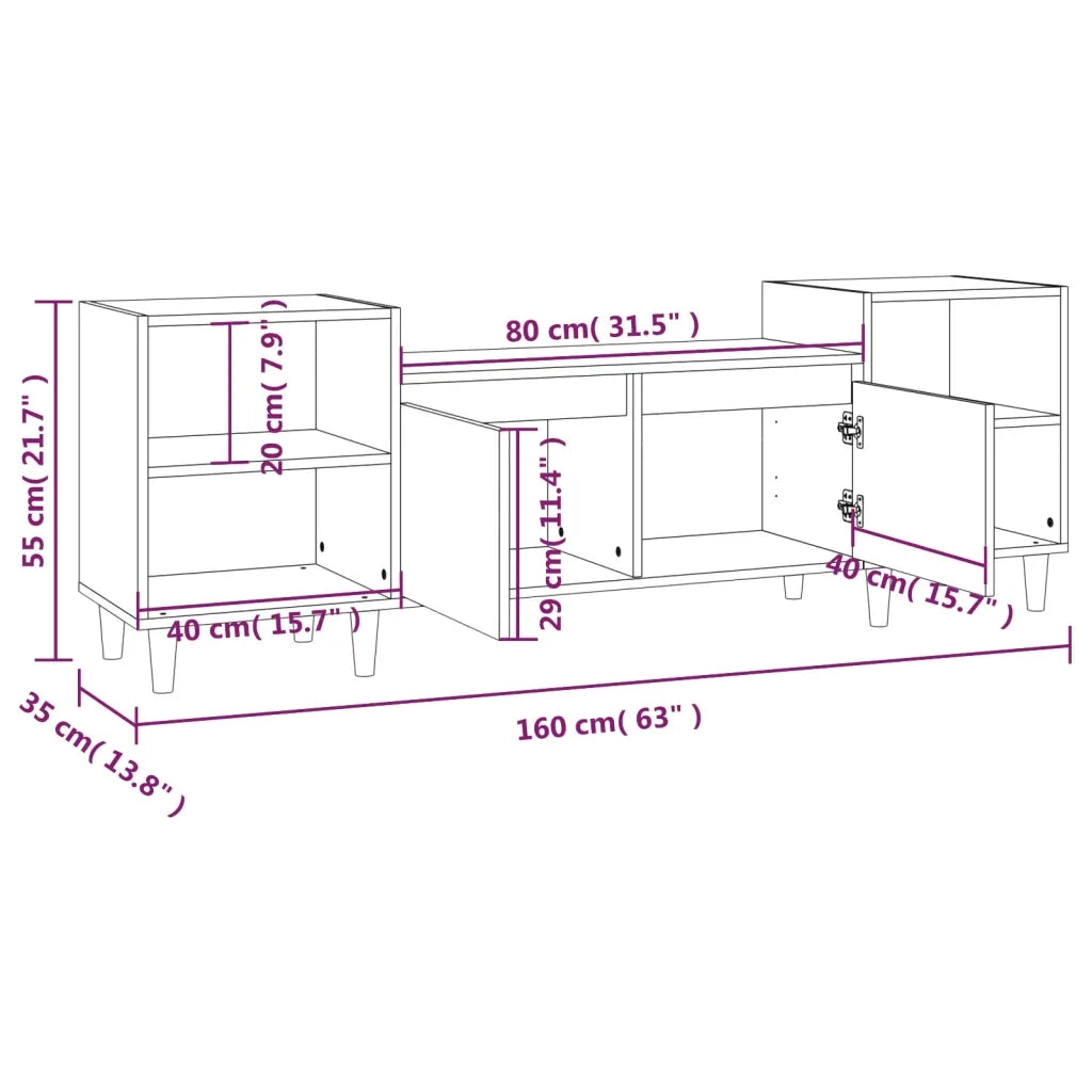 Mobile per TV Grigio Cemento 160x35x55 cm Legno Multistrato cod mxl 26465