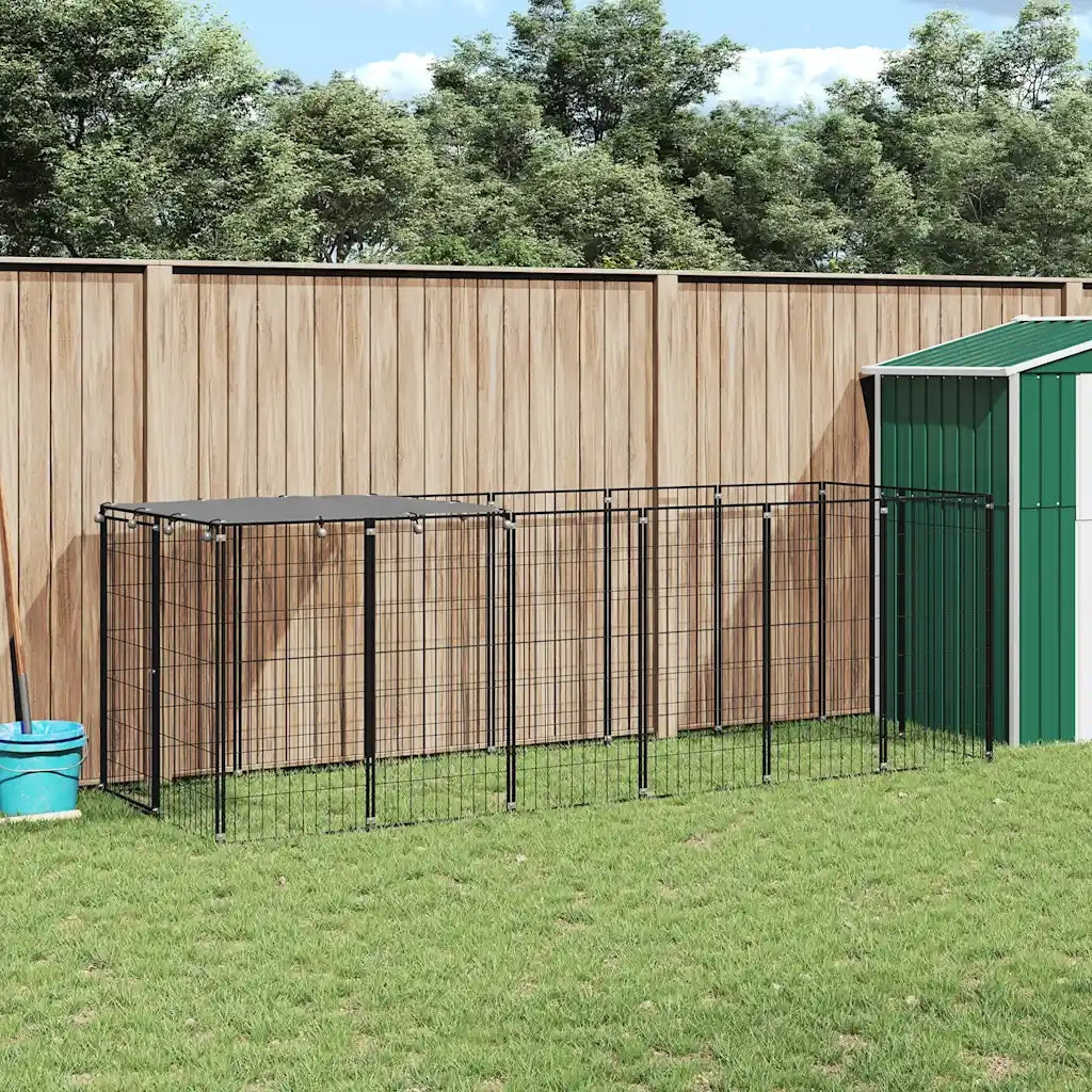 Gabbia per Cani Nera 330x110x110 cm in Acciaio 150782