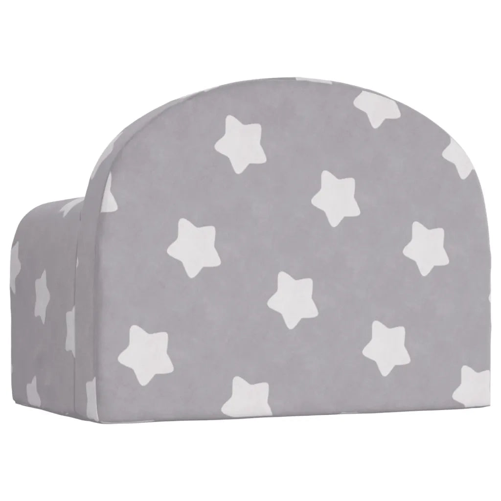 Divano Letto Bambini Grigio Chiaro con Stelle-Sofa Letto-Daybed-Divanetto Morbido Peluche 200076