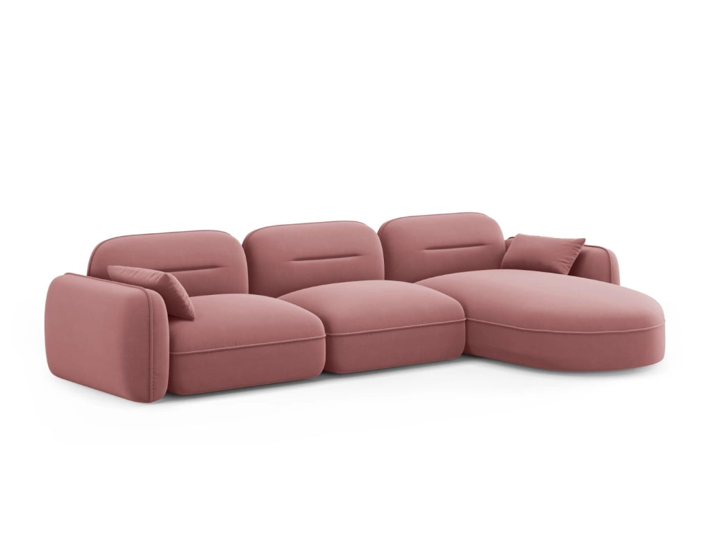 Cosmopolitan Design - Divano angolare modulare destro "Sydney" 4 posti in velluto salmone 