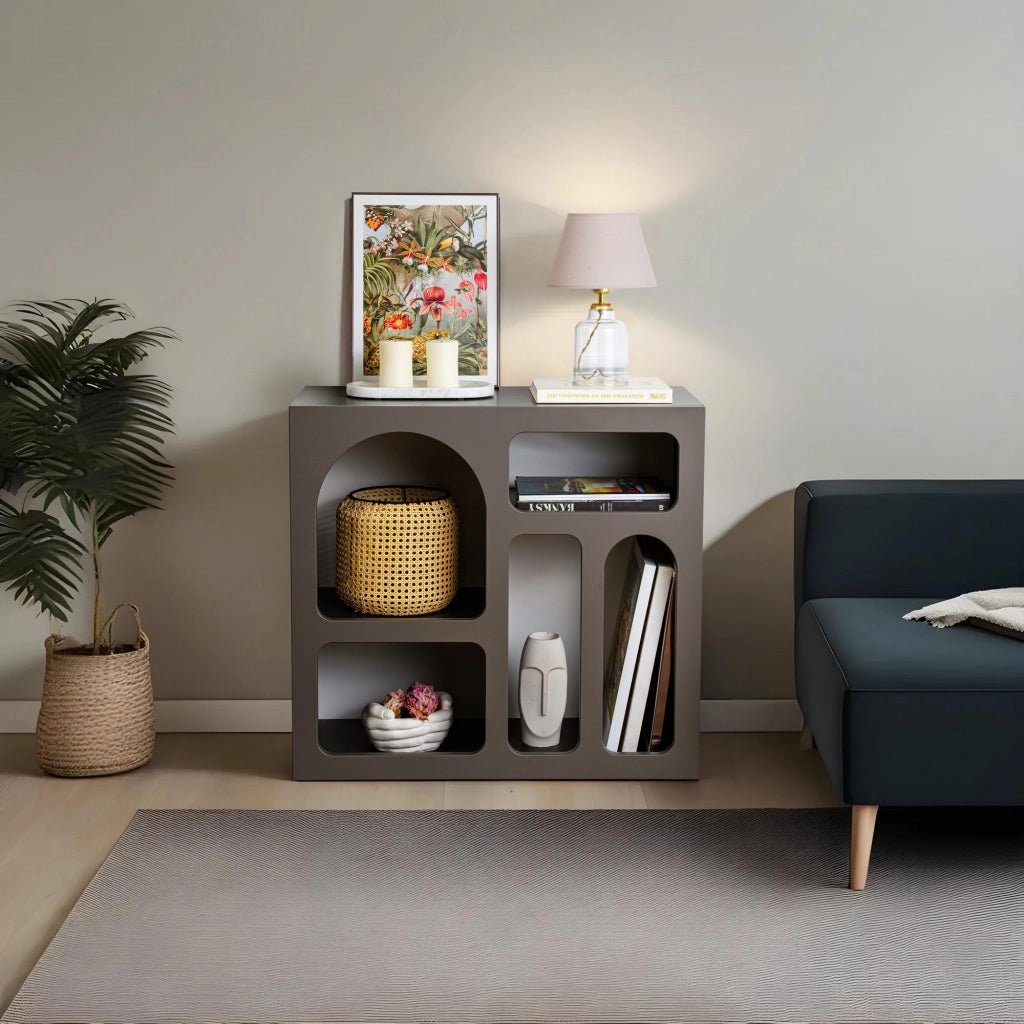 Credenza in legno "Lessa" - 80 x 37 x 74 cm - Grigio antracite