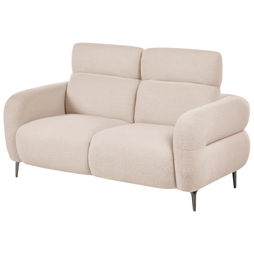 Divano a 2 posti in tessuto bouclè beige con poggiatesta regolabili Stile minimalista
