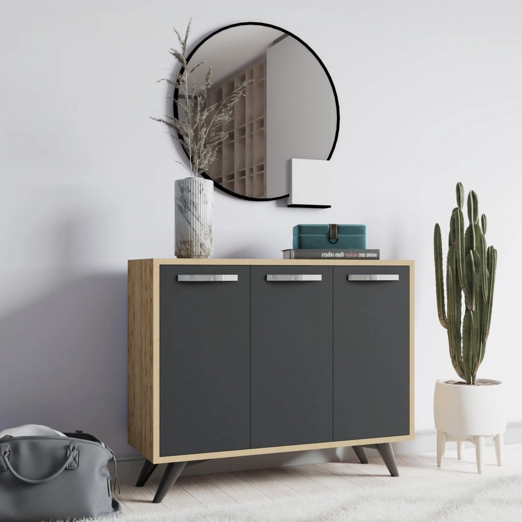 Credenza in legno "Piffa" - 100 x 35 x 82 cm - Grigio antracite