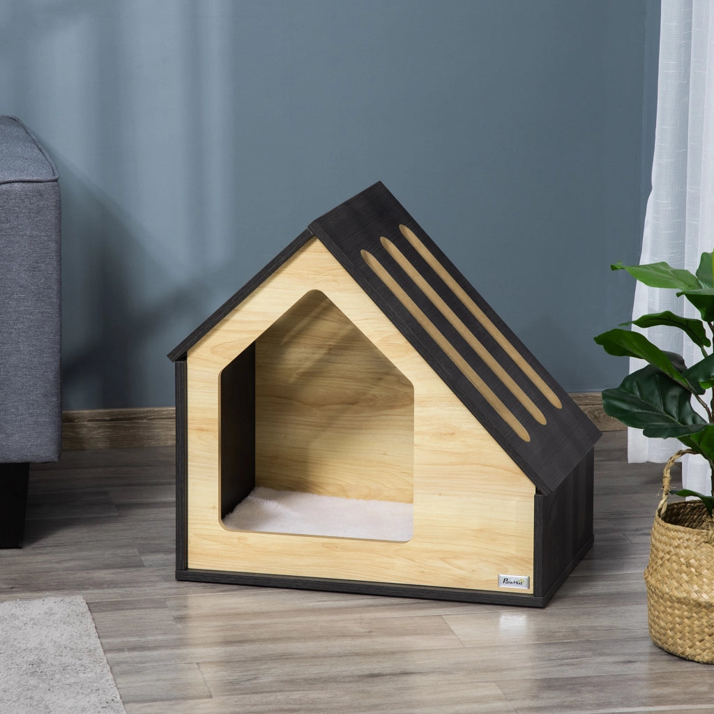 Cuccia per cani in mdf con cuscino sfoderabile e lavabile per interni marrone 60 × 40 × 59,2 cm