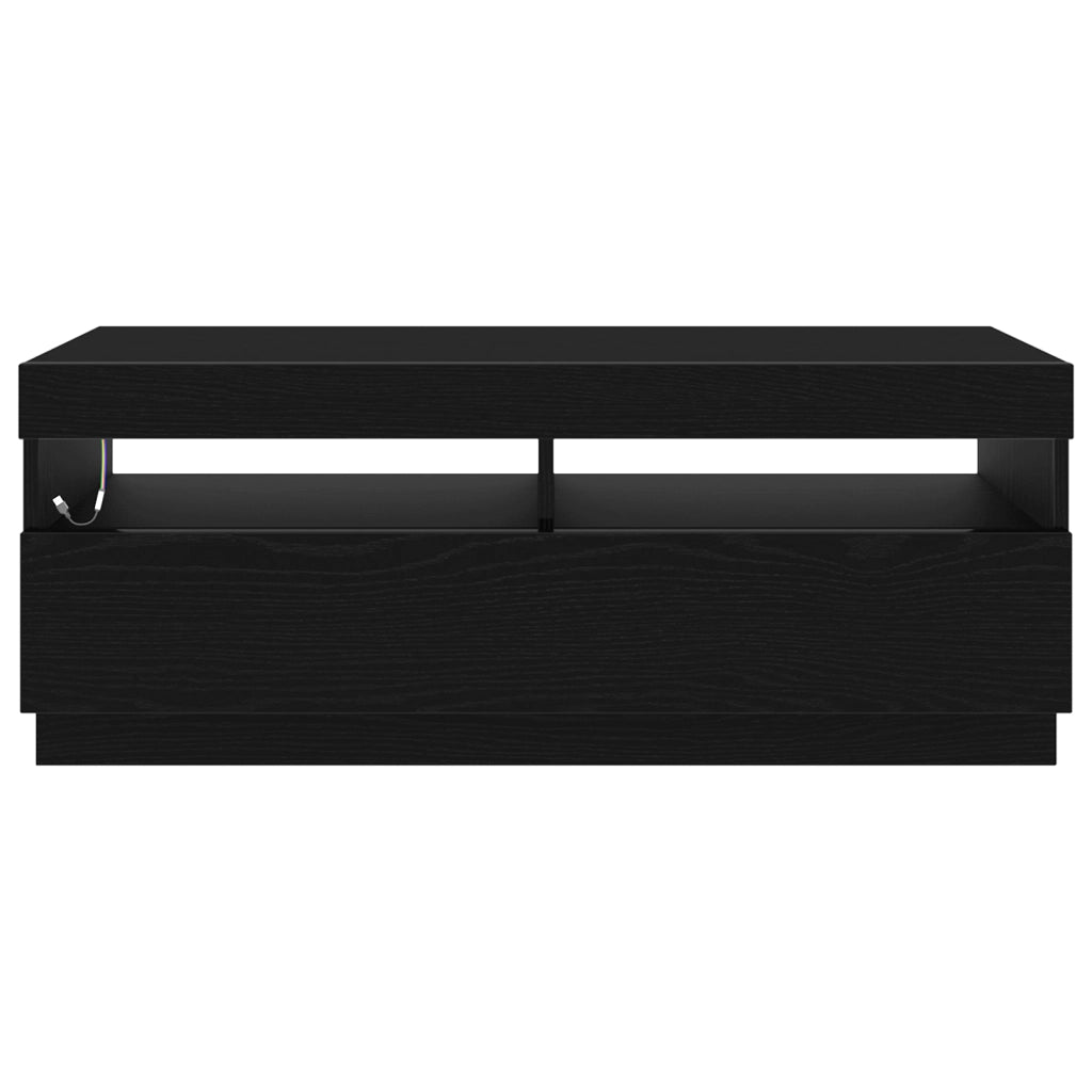 Mobile TV  con luci LED Rovere Nero 100x35x40 cm in legno ingegnerizzato
