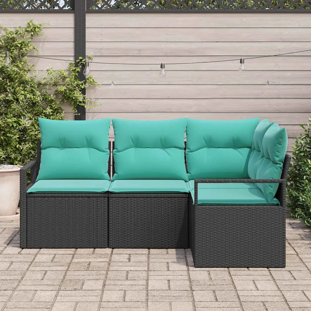 Set di divani 4 pcs Nero polyrattan