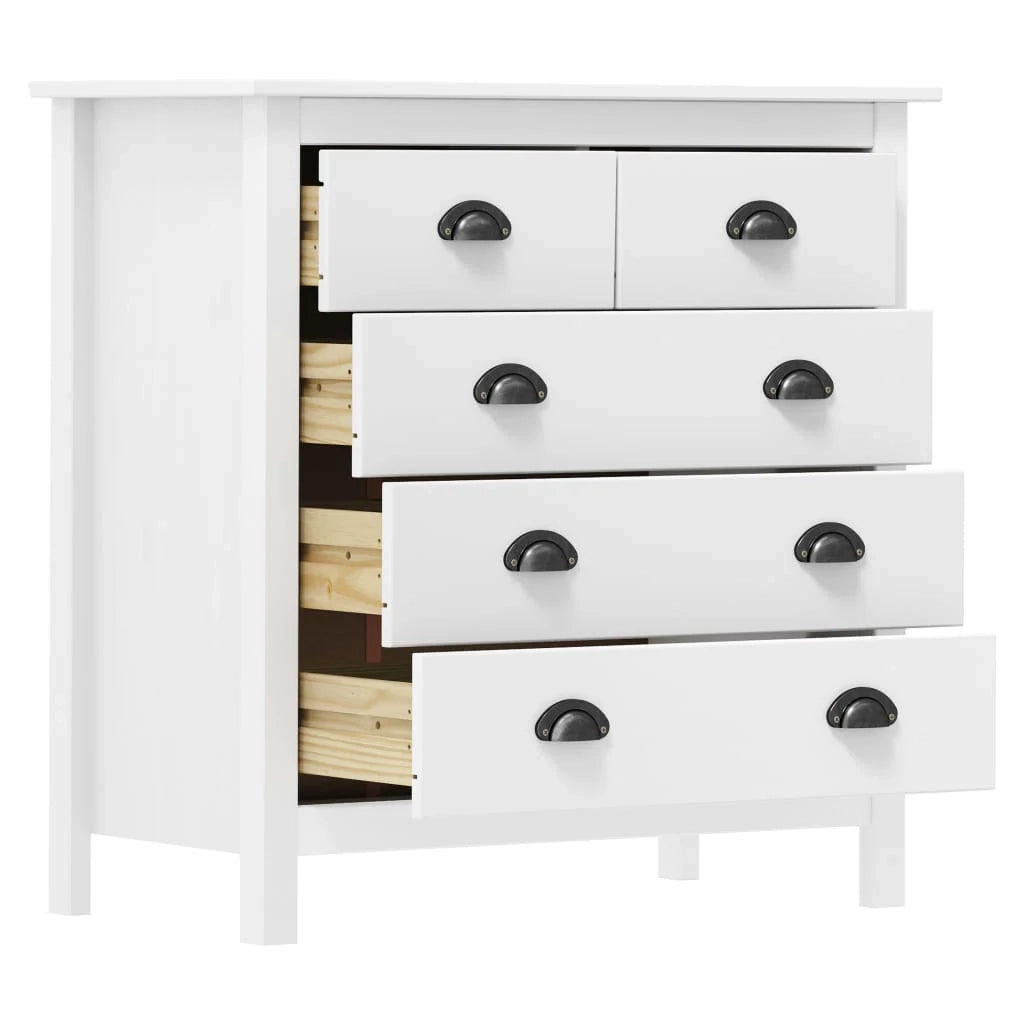 Buffet credenza cassettiera armadio mobile contenitore organizer per cucina soggiorno salotto Hill 79 x 40 x 80 cm legno massello di pino bianco 02_0035671