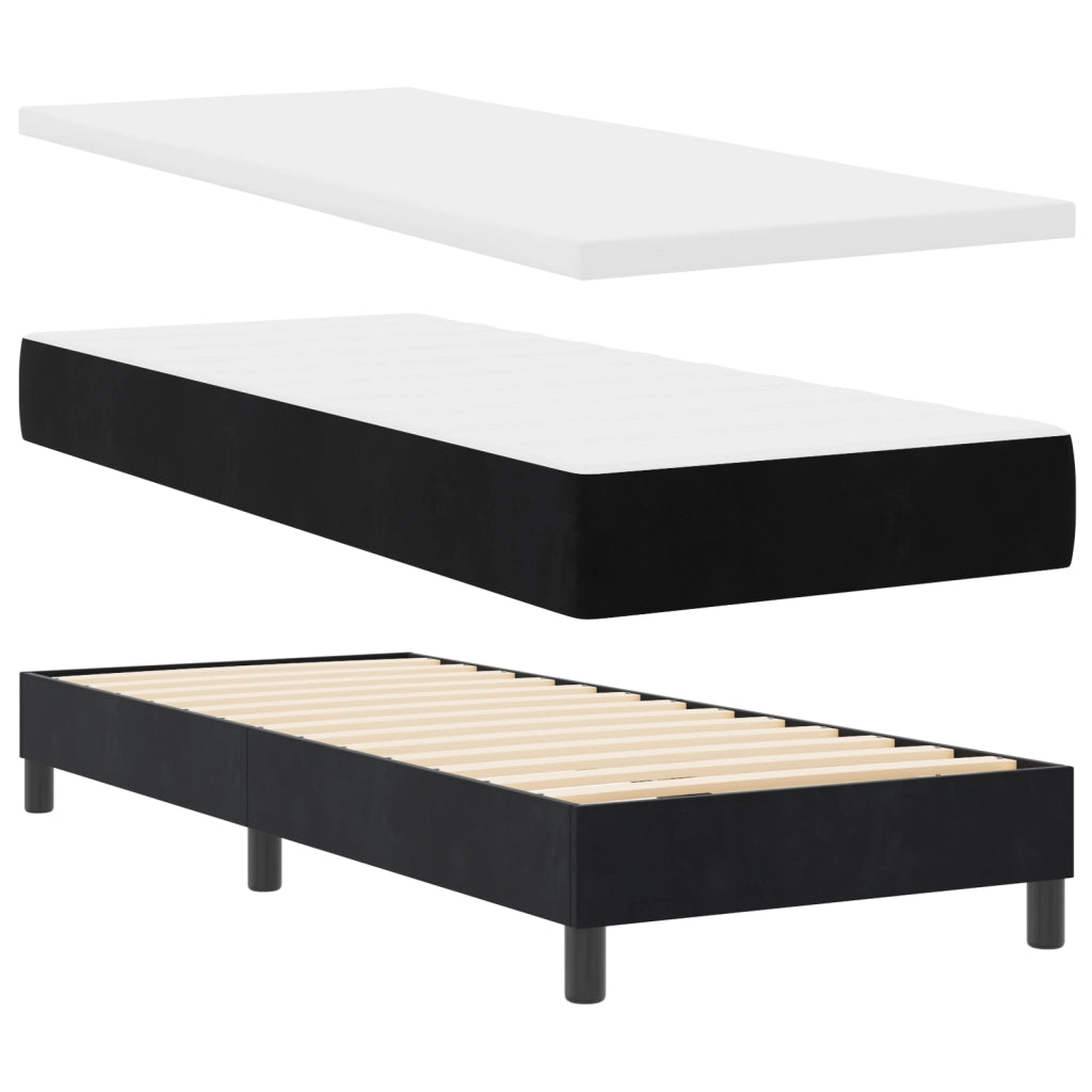 Letto con Box Spring e Materasso & LED Nero 80x200 cm Velluto