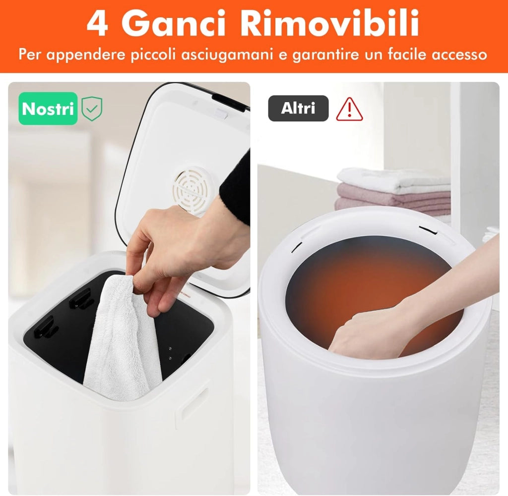 COSTWAY Scaldasalviette a Secchio, Scalda Asciugamani Grande capacità 23L con Display di Temperatura, 3 Livelli di Timer, Timer Ritardato 24H, Adatto a 3 Asciugamani da Bagno