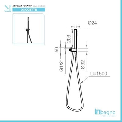 Set doccia nero opaco con doccetta presa acqua e laccio doccia